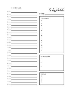 the printable daily planner is shown in black and white