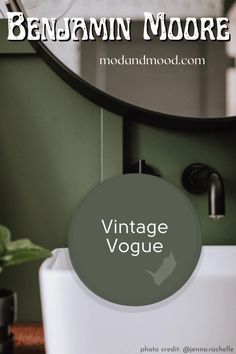 an image of a bathroom sink with the words vintage voque above it in black and white