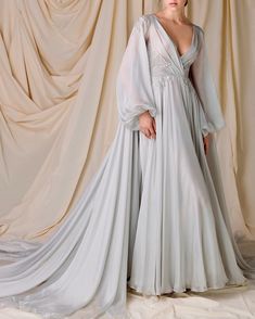 The Wild Swans, Gown With Cape, Wild Swans, Shining Nikki, Long Sleeve Wedding, Chiffon Gown, Wedding Dress Sleeves, Wedding Dress Long Sleeve