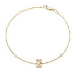 Birmingham Jewelry - 14K Gold Initial Z Bracelet With Diamonds - Birmingham Jewelry Initial Bracelet Gold, Bracelet With Diamonds, Bracelet Initial, Bangle Ring, Gold Letter, Gold Bracelet For Women, Bezel Set Diamond, Initial Bracelet, Gold Initial