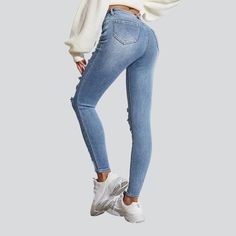 Discover the epitome of alternative-style fashion with our distressed skinny jeans from 2023 Spring-Summer Collection—the perfect combination of vintage allure and vogue-day flair!Why You'll Love These JeansAmp up your wardrobe with a pair that effortlessly blends the best of vintage trendy with contemporary style. This high-waisted piece features a zipper and button closure. ensuring a secure fit and giving you all the confidence to strut your stuff. Stretchy fabric also makes it the ideal comp Ripped Fitted Cropped Jeans For Fall, Fall Ripped Fitted Cropped Jeans, Fall Fitted Ripped Cropped Jeans, High Waist Ripped Fitted Cropped Jeans, Ripped Fitted Cropped Jeans For Spring, Fitted Ripped Cropped Jeans For Spring, Fitted High Waist Ripped Cropped Jeans, High Rise Ripped Fitted Jeans, Ripped High Rise Fitted Cropped Jeans