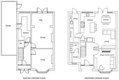 the floor plan for an apartment with two separate rooms