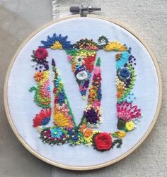 the letter m is made up of colorful flowers