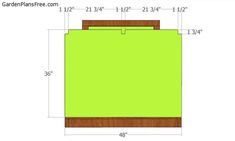 the measurements for a wooden table with green paper on top and wood frame around it