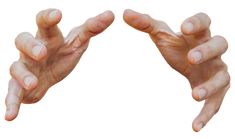 two hands reaching out towards each other to form the shape of a hand with their fingers extended