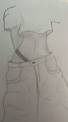 a drawing of a woman's torso with a belt