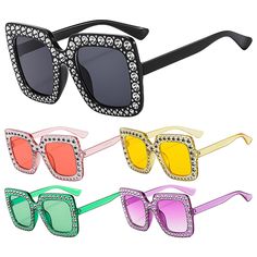 Womens Oversized Rectangular Rhinestone Wrap Fashion Sunglasses Bling Retro Bullet Points: Shimmering Style: Adorned with shiny crystal rhinestones, these beautiful and shiny sunglasses bring some sparkle to any outfit, making them the perfect accessory to complete your look. Sturdy Material: Elevate your look with our Rhinestone Sunglasses, expertly crafted with AC lens and PC frame material, offering a strong and sturdy build and maximum comfort to last you through any occasion. Fashionable Upgrade: Upgrade your fashion game with these Rhinestone Sunglasses. The square frame design suits most faces, while the curves add a unique touch of elegance. The rhinestones add sparkle and glamor to any outfit. Wide Applications: Whether you're driving, walking, fishing, shopping, or capturing memo Wrap Fashion, Improve Your Style, Rhinestone Sunglasses, Bullet Points, Outfit Making, Sophisticated Design, Square Frame, High End Fashion, Glasses Fashion