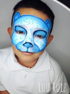 Blue Bear, Fx Makeup, Painted Boards, Christmas Bear, Facepaint, Christmas 2024, Face Painting