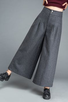 Wide Leg wool palazzo pants High waist skirts pants winter | Etsy Polska Gray High Waist Winter Pants, Elegant Gray Wide Leg Pants For Fall, Winter Wide Leg Workwear Pants In Solid Color, Gray Pants For Winter, Chic Gray Pants For Winter, Gray Full Length Wide Leg Pants For Fall, Fall Wool Wide Leg Pants, Winter Wool High-waisted Wide Leg Pants, Winter High-waisted Wool Wide Leg Pants