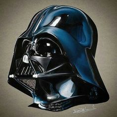 a drawing of a darth vader helmet