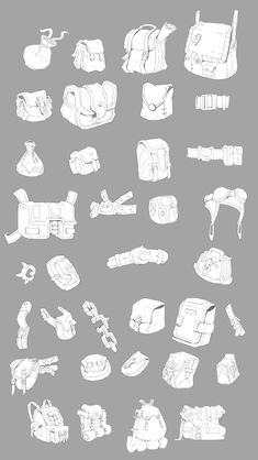 a bunch of different items that are drawn in white on a gray background with the words,