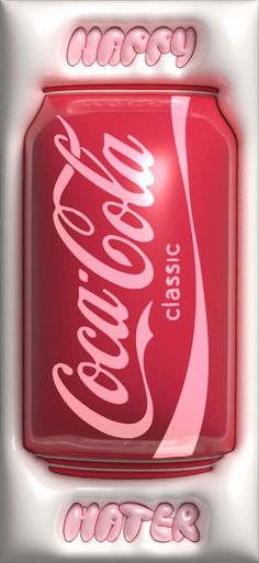 the coca - cola logo is shown in red and white, as well as pink lettering