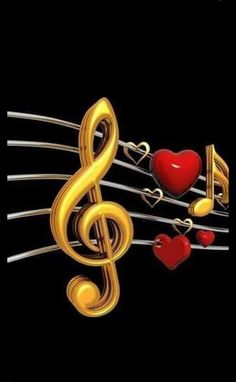 musical notes with hearts on them