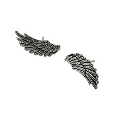 protect your lobes with these perfect and intricate angel wings earrings, made of .925 sterling silver. intricate detail, lovely stud earrings Ideal for: Everyday Wear, City Strolling, Measurements: approx: .70 inch length x .20 inch height Angel Feather, Angel Feathers, Silver Angel Wings, Stud Earrings Unique, Angel Wing Earrings, Feather Wings, Bar Stud Earrings, Silver Wings, Silver Feather