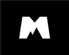 the letter m is made up of white letters on a black background, and it appears to be in two different font styles