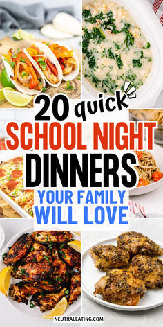 Healthy Weeknight Dinners for Family! Quick Light Dinners for School Nights Healthy Dinner On The Go, Teen Friendly Dinners, School Night Dinners, Kid Friendly Dinners, College Dinner, Prep Dinners, School Night Dinner, Easy Dinners For Kids, Quick Dinner Recipes Healthy