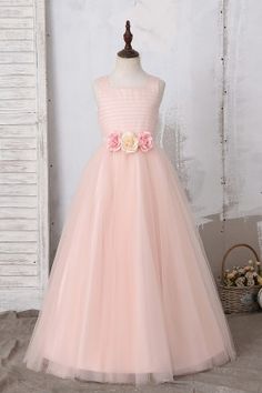 Bubble Pink Ball Gown Tea Length Flower Girl Dress - Lunss Simple Flower Girl Dresses, Tea Length Flower Girl Dress, Peach Gown, Pink Princess Dress, Net Gowns, Pink Flower Dress, Pink Ball Gown, Pink Flower Girl Dresses, Full Tulle Skirt