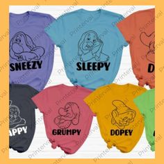 Family Disney Shirts Ideas, 7 Dwarfs Shirts, Disney Couple Outfits, Disney Group Shirts, Disneyland Family Shirts, Family Disney Shirts Matching, Kids Disney Shirts, Disney Family Vacation Shirts, Disney Family Shirts