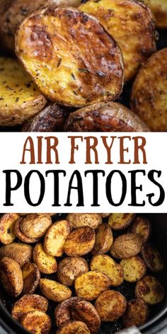 air fryer potatoes with text overlay