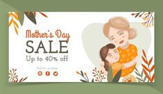 a mother's day sale banner with an image of two women hugging each other