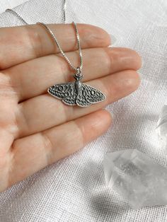 Birthstone add on https://www.etsy.com/listing/592013303/birthstone-add-on-minimalist-tiny?ref=shop_home_active_1&frs=1 D E T A I L S * Solid Sparkly Sterling Silver Box Chain and Clasp. * The Sterling Silver Moth charm measures approximately 21x30mm. Mystical Silver Necklace For Gift, Witchy Silver Metal Jewelry, Silver Fairy Grunge Necklace As A Gift, Silver Witchy Metal Jewelry, Witchy Sterling Silver Necklace For Gift, Goth Closet, Werewolf Pack, Moth Jewelry, Mystical Necklace