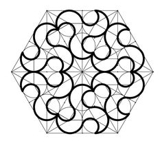 a black and white image of an abstract geometric design with circles in the shape of hearts