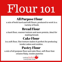 flour 101 poster with instructions on how to use flour 101 for cake decorating and baking