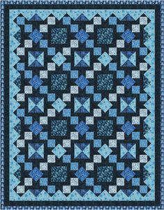 Cobalt Classic Quilt Pattern by Purrfect Spots Batiks Fabric, Coastal Quilts, Layer Cake Quilt Patterns, Layer Cake Quilts, Cottage Quilt, Quilting Board, Classic Quilts, House Quilts, Patchwork Quilt Patterns