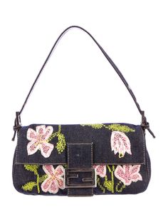 Fendi Shoulder Bag Fendi Baguette Bag, Denim Shoulder Bag, Fendi Shoulder Bag, Denim Shoulder Bags, Girly Bags, Fendi Baguette, Baguette Bag, Pretty Bags, Cute Bags