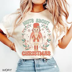 "Comfort Colors® Nuts About Christmas T-shirt, Nutcracker Shirt, Retro Christmas Holiday Shirt, Xmas Graphic Tee, Let's Get Crakin' Women Tee UNISEX COMFORT COLORS SHIRT C1717 ♥ Please let me know if you have any question about any of my product so I can assist you the best way possible♥ Click on the link below for more Christmas items https://www.etsy.com/shop/CreativeDesignLD?ref=simple-shop-header-name&listing_id=1394111322§ion_id=40696636 This is a classic Unisex Modern T-Shirt take your mea Retro Christmas Shirts, Christmas Graphic Tee, Christmas T Shirt Ideas, Christmas Shirt Ideas Vinyl, Christmas Tshirt Designs, Christmas Graphic Tees, Xmas Graphic, Nutcracker Shirt, Fun Christmas Shirts