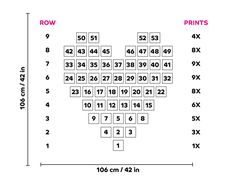 a heart shaped diagram with numbers in it