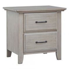 two drawers are shown with one drawer open and the other closed, in grey wood