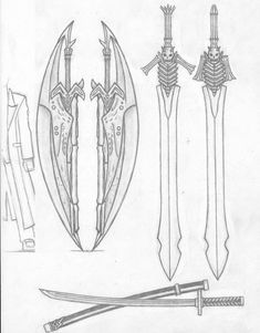 an image of some swords drawn in pencil