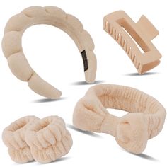 PRICES MAY VARY. ✨ SOFT AND COMFORTABLE: The bow headband and wristbands are made of coral fleece, the cloud headband is made of sponge and 100% cotton terry cloth fabric, soft and skin-friendly, highly absorbent,and very comfortable to wear. ✨ ONE SIZE FITS ALL: Canitor spa headband and wristbands have good flexibility and is non-slip, can fit most people's head and give you a comfortable wearing experience. ✨CREATIVE GIFT IDEA: This face wash set is adorable to look at and functional too! They Terry Cloth Headband, Makeup Headband, Trendy Stuff, Washing Face, Spa Headband, Hair Band For Girl, Cloth Fabric, Face Skin Care