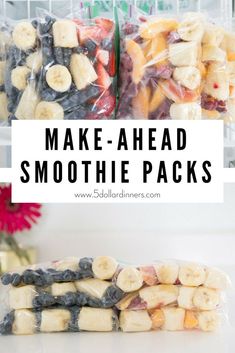 8 Make Ahead Smoothie Pack Recipes Make Ahead Smoothie Packs, Dinner Smoothies, Freezer Ideas, Make Ahead Smoothies, Freezer Smoothie Packs, Freezer Smoothies, Food Planning, 30 Diet, Ww Meals