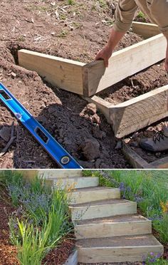 the steps are being built into the ground