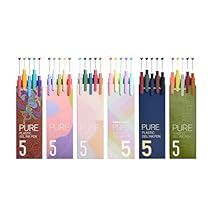 the five different colored pencils are lined up in a row with numbers on them