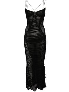 Mugler Mesh Fitted Midi Dress | Black | FARFETCH Vintage Versace Runway Dresses, Go Out Dress, Mugler Mesh Dress, Sheer Dress Outfit Classy, Birthday Dresses Ideas, Runway Fashion Summer, Mesh Dress Outfit, Mesh Black Dress, Mugler Dress