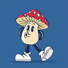 a cartoon character with a mushroom on his head