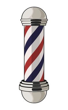 a barber pole with red, white and blue stripes