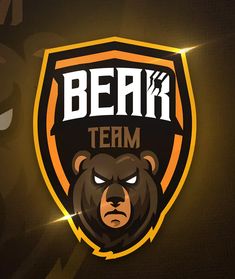 the bear team logo is shown on a black and orange background with light shining from behind it