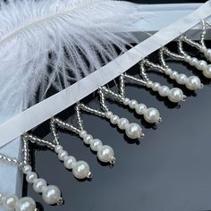 Pearl Bead Chain Trim By The Yard Beaded Tassels Diy, Pearl Lace, Bead Fringe, Lace Accessories