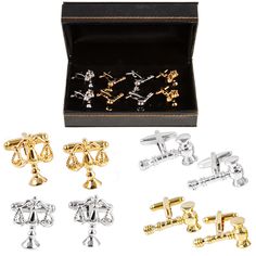 Lawyer Attorney Judge Gavel Scales of Justice 4 Pairs Cufflinks Fancy Gift Box Description   You Are Buying 4 Pairs Of Brand New Cuff Links. Lawyer Attorney Judge Gavel Scales of Justice 4 Pairs Cufflinks Fancy Gift Box You will receive four pairs of cufflinks in a fancy jewelry store gift box with a microfiber polishing cloth. All Of Our Cufflinks Are A Perfect Complement To Any Occasion And Make Great Gifts For Any Reason. Wedding Party Gifts, Father’s Day, Christmas, Graduation, Boss's Day, Groom, Usher, Best Man, Father Of The Bride, Etc. Returns Are Simple, If You Are Not Happy Return It Within 60 Days For A Full Refund Or Exchange Your Choice. We Ship United States Postal Service And We Always Ship Within 24 Hours Or Less Of Payment Being Received. ​ PaymentALL TRANSACTIONS ON EBAY A Law School Graduation Gift, Scales Of Justice, Boss' Day, Lawyer Gifts, Fancy Gifts, Fancy Jewelry, Jewelry Outfit, Father Of The Bride, Gifts For Wedding Party