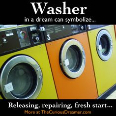 In a dream, a washing machine or doing the laundry can represent... More at TheCuriousDreamer... #dreammeaning #dreamsymbol Repairing A Relationship, Dream Interpretation Symbols, Dreams Interpretation, Making Amends