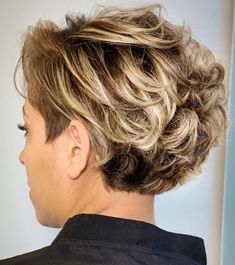 Short Haircut with Flipped-Up Layers Flippy Hair Short, Wavy Short Hair With Layers, Stacked Short Haircut, Short Layered Wavy Haircuts, Back Of Head Haircut, Short Wavy Hair Cuts With Layers, Short Tapered Hair, Short Stacked Bob Haircut Over 50, Short Layered Stacked Bob