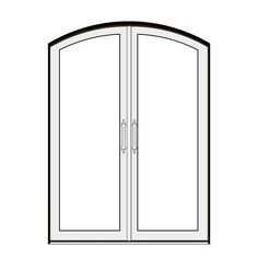 a drawing of an arched glass door