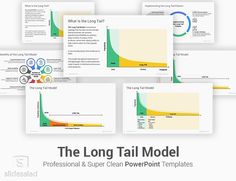 the long tail model powerpoint templates are shown in four different colors and sizes