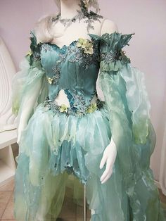 Turquoise fairy dress Fairy Dress Ideas, Fairy Runway, Dark Fairy Dress, Firefly Path, Evil Fairy, Fairy Dresses, Fairy Clothes, Fantasy Dresses, Dark Fairy