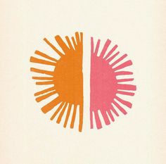 an orange and pink circle with two different colors