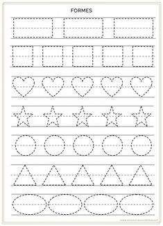 printable worksheet for preschool with lines and shapes in the form of letters